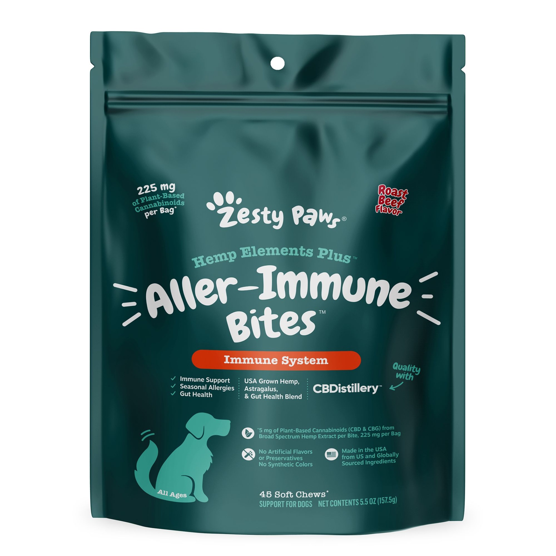 slide 1 of 1, Zesty Paws Hemp Elements Plus Allergy Immune Bites, 45 ct