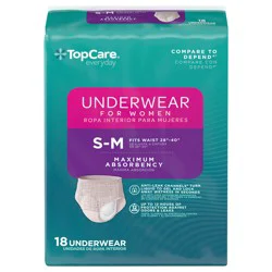 TopCare Everyday Maximum Absorbency Underwear for Women, S/M, 18 ct