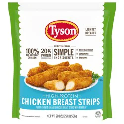 Tyson Simple Ingredient Chicken Breast Strips Fully Cooked Frozen, 20 oz