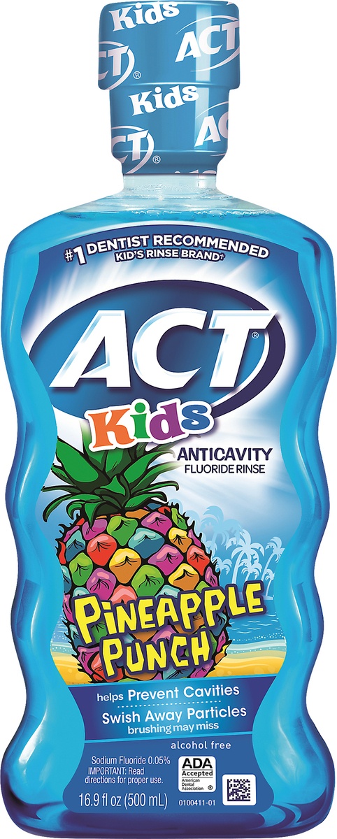 slide 6 of 7, ACT Kids Pineapple Punch Anticavity Fluoride Rinse, 16.9 fl oz