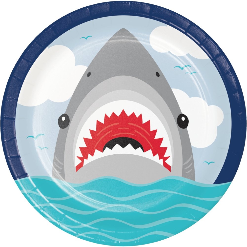 slide 1 of 1, Creative Converting Shark Party Dinner Paper Plates, 8 ct; 9 in