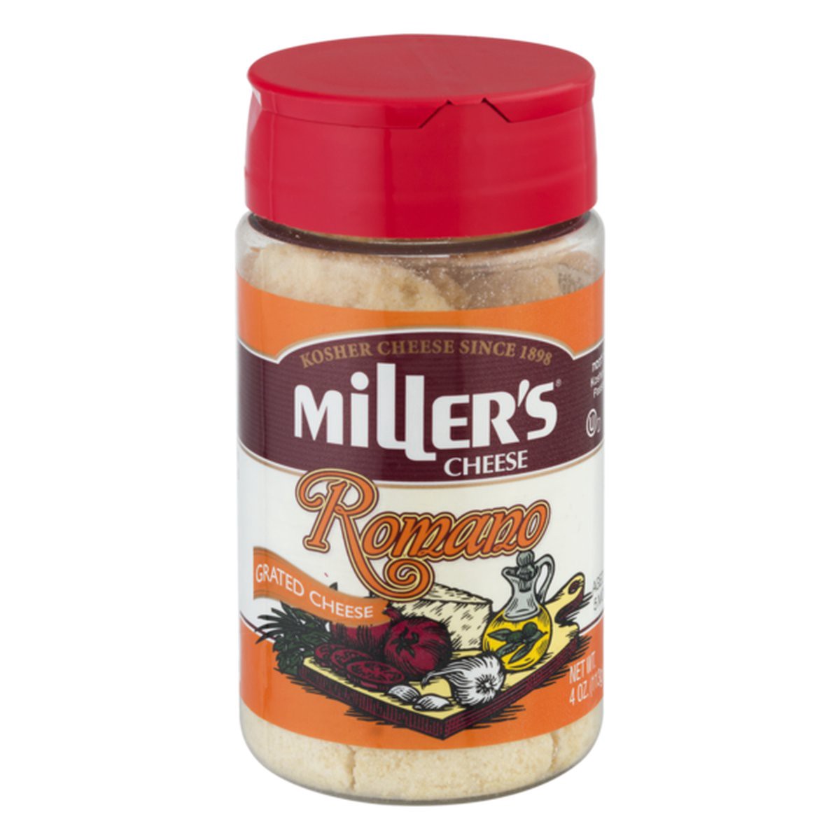 slide 1 of 1, Miller's Romano Grated Cheese, 4 oz