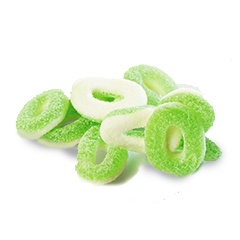 slide 1 of 1, Gomitas De Manzana En Ruedas - per lb, per lb