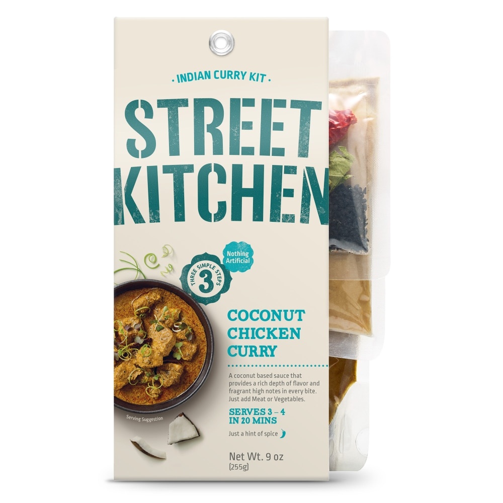 slide 1 of 7, Street Kitchen Coconut Chicken Curry Indian Curry Kit 9.0 oz, 