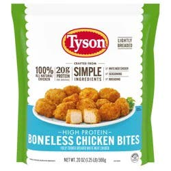 Tyson Simple Ingredient Boneless Chicken Bites Cooked Frozen Appetizers, 20 oz