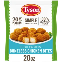 Tyson Simple Ingredient Boneless Chicken Bites Cooked Frozen Appetizers, 20 oz