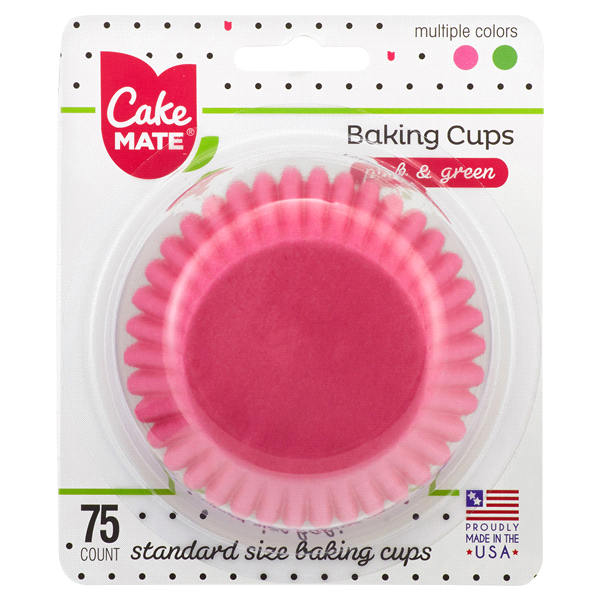 slide 1 of 1, Cake Mate Bake Cup Pink Green, 75 ct
