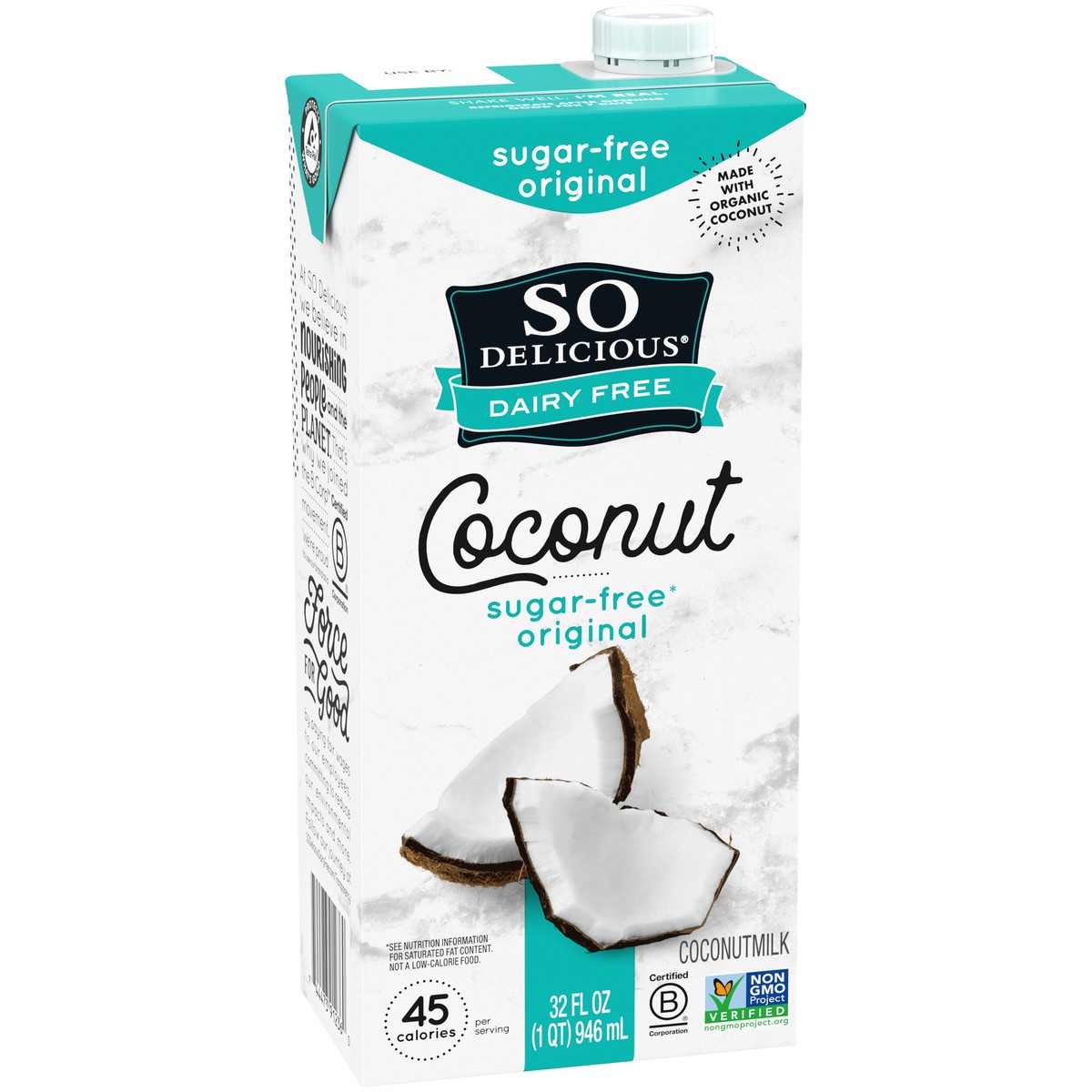 slide 9 of 9, So Delicious Dairy Free Shelf-Stable Coconut Milk, Sugar-Free, Vegan, Non-GMO Project Verified, 1 Quart, 32 fl oz