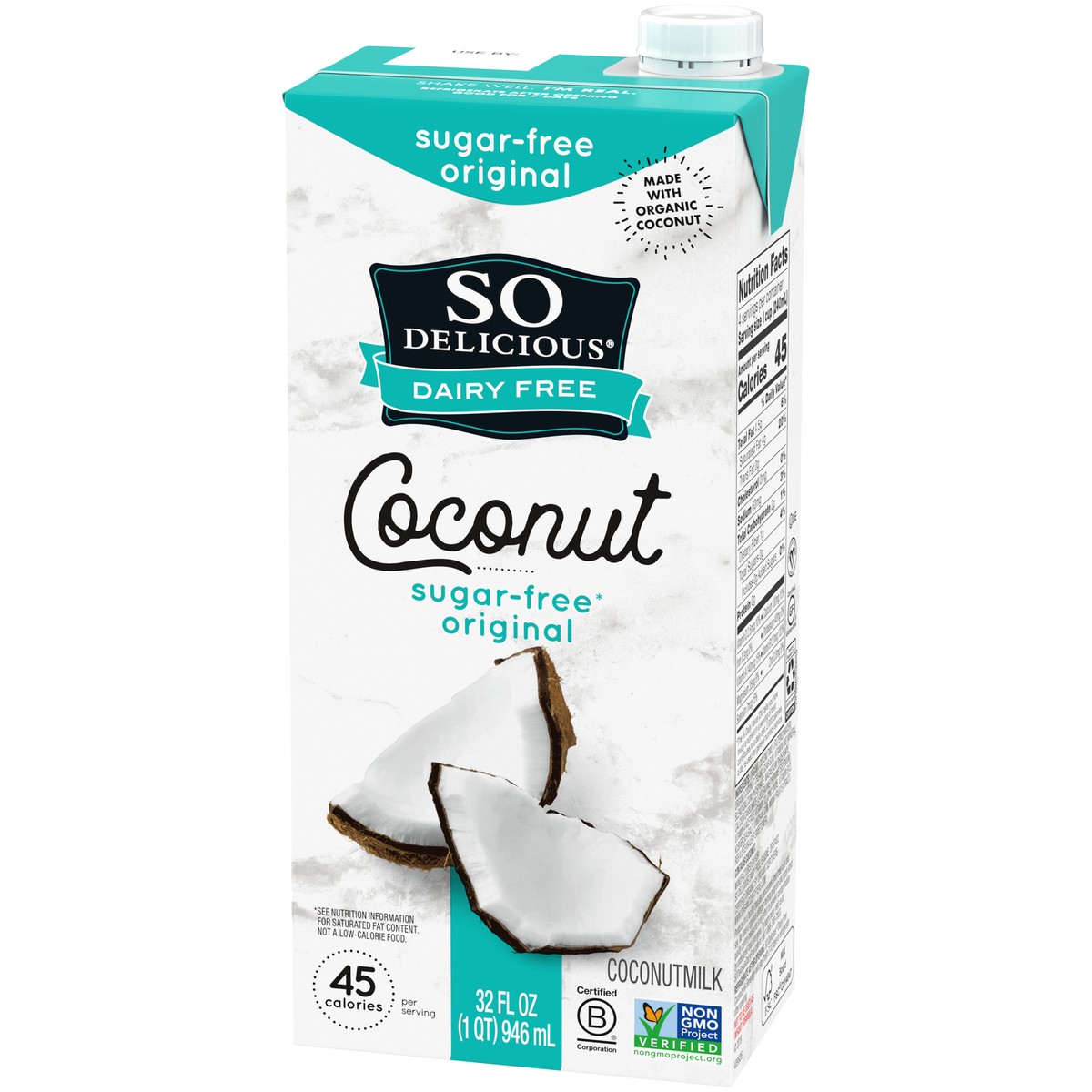 slide 5 of 9, So Delicious Dairy Free Shelf-Stable Coconut Milk, Sugar-Free, Vegan, Non-GMO Project Verified, 1 Quart, 32 fl oz