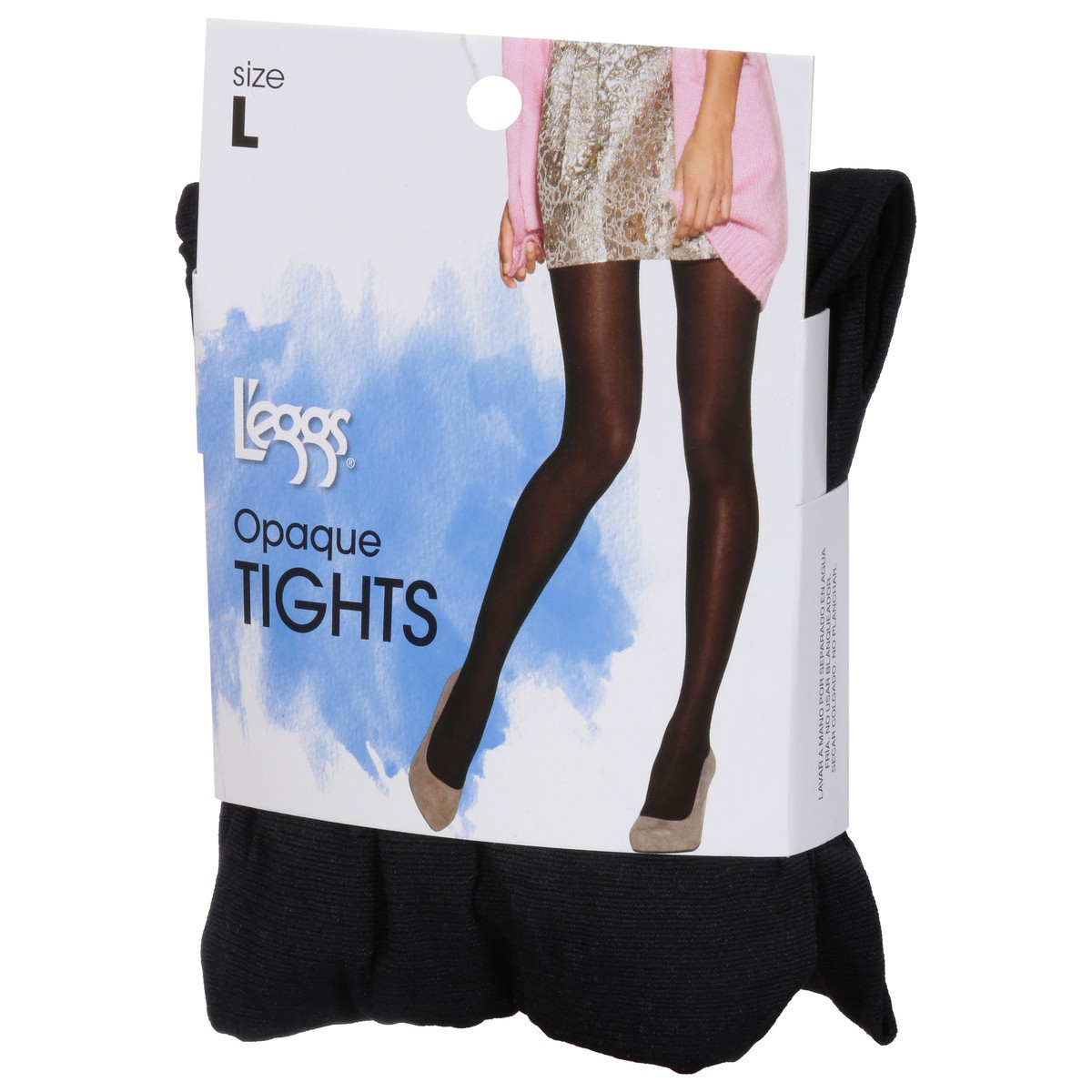 slide 8 of 9, L'eggs Black Opaque Tights Size L 1 ea, 1 ct