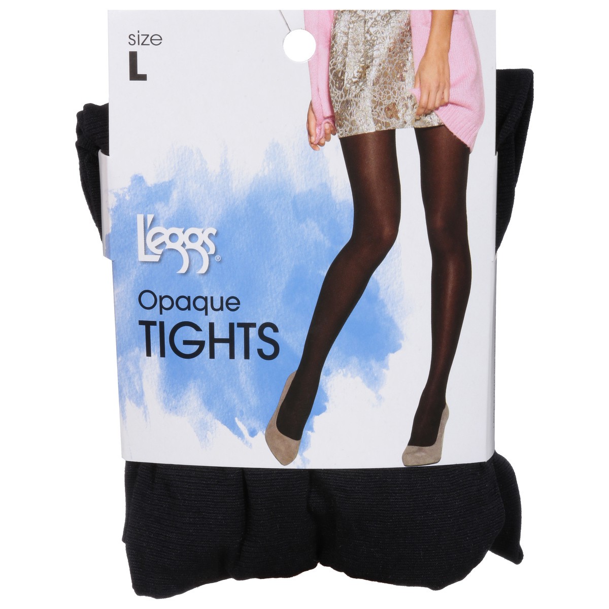 slide 3 of 9, L'eggs Black Opaque Tights Size L 1 ea, 1 ct