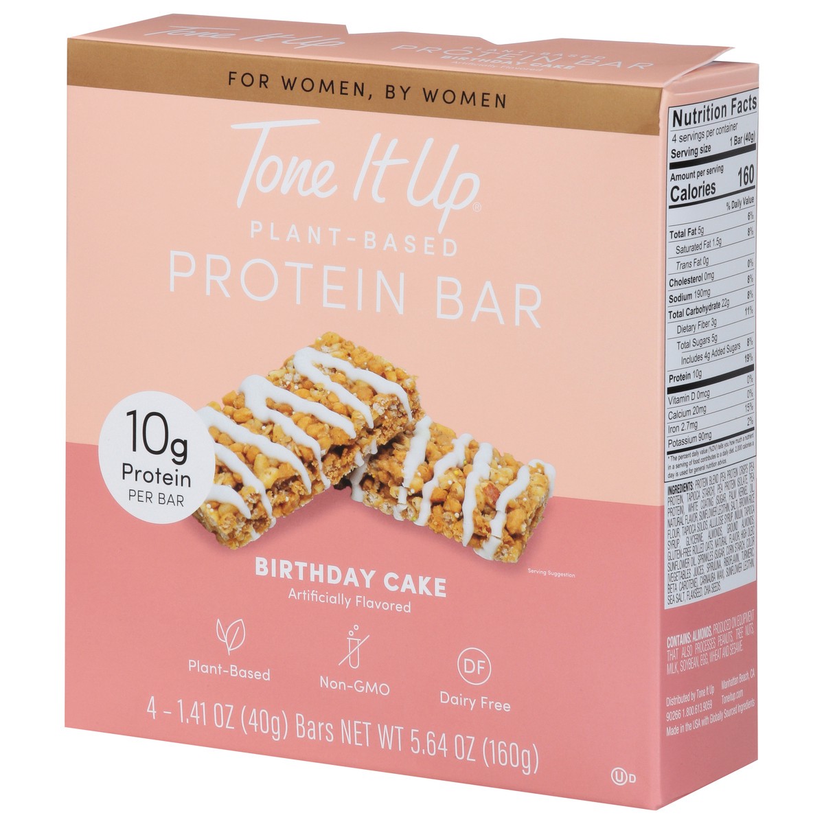 slide 6 of 9, Tone It Up Plant-Based Birthday Cake Protein Bar 4 - 1.41 oz Bars, 4 ct