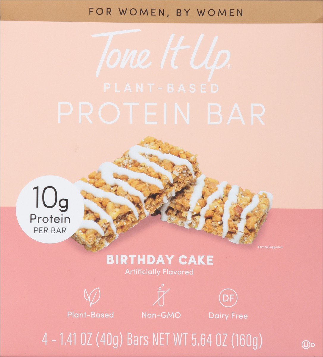 slide 8 of 9, Tone It Up Plant-Based Birthday Cake Protein Bar 4 - 1.41 oz Bars, 4 ct