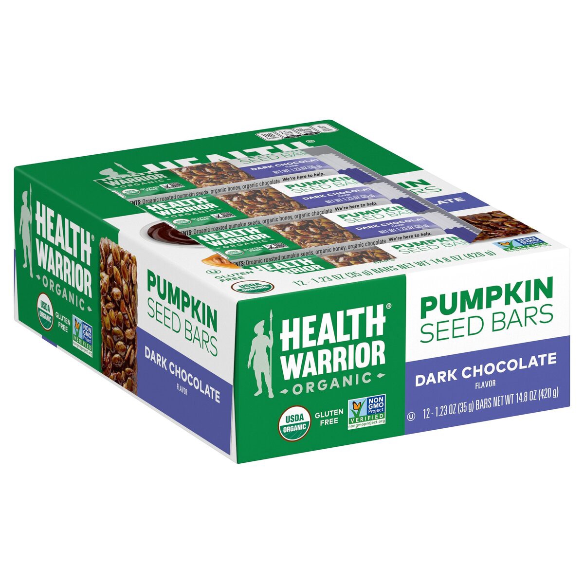 slide 5 of 11, Health Warrior Organic Pumpkin Seed Bars Dark Chocolate Flavor 1.23 Oz 12 Count, 14.8 oz