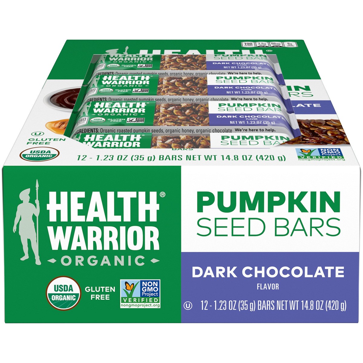 slide 6 of 11, Health Warrior Organic Pumpkin Seed Bars Dark Chocolate Flavor 1.23 Oz 12 Count, 14.8 oz