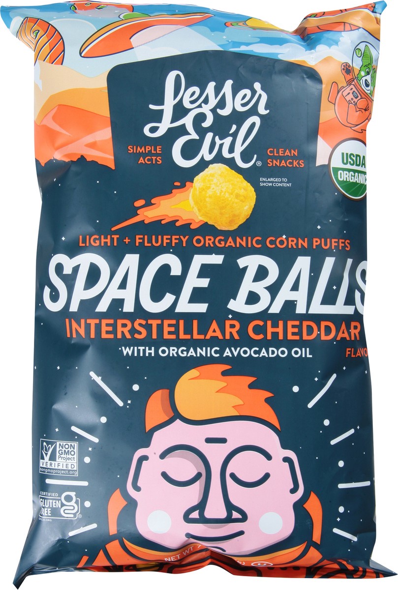 slide 7 of 13, LesserEvil Organic Light + Fluffy Interstellar Cheddar Space Balls 7 oz, 7 oz