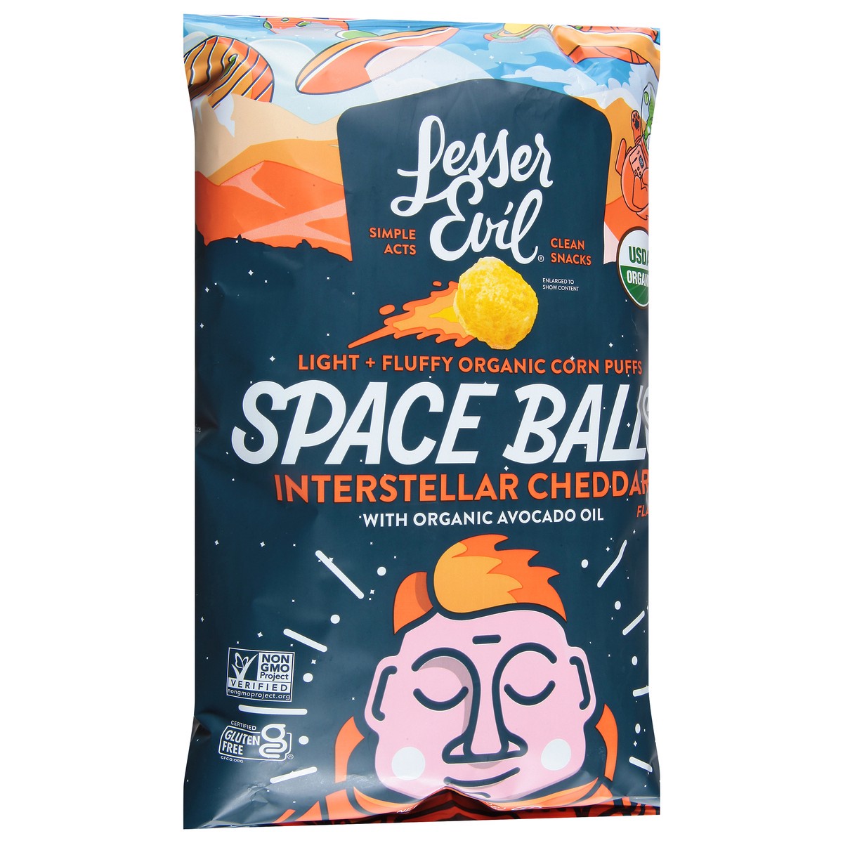 slide 3 of 13, LesserEvil Organic Light + Fluffy Interstellar Cheddar Space Balls 7 oz, 7 oz