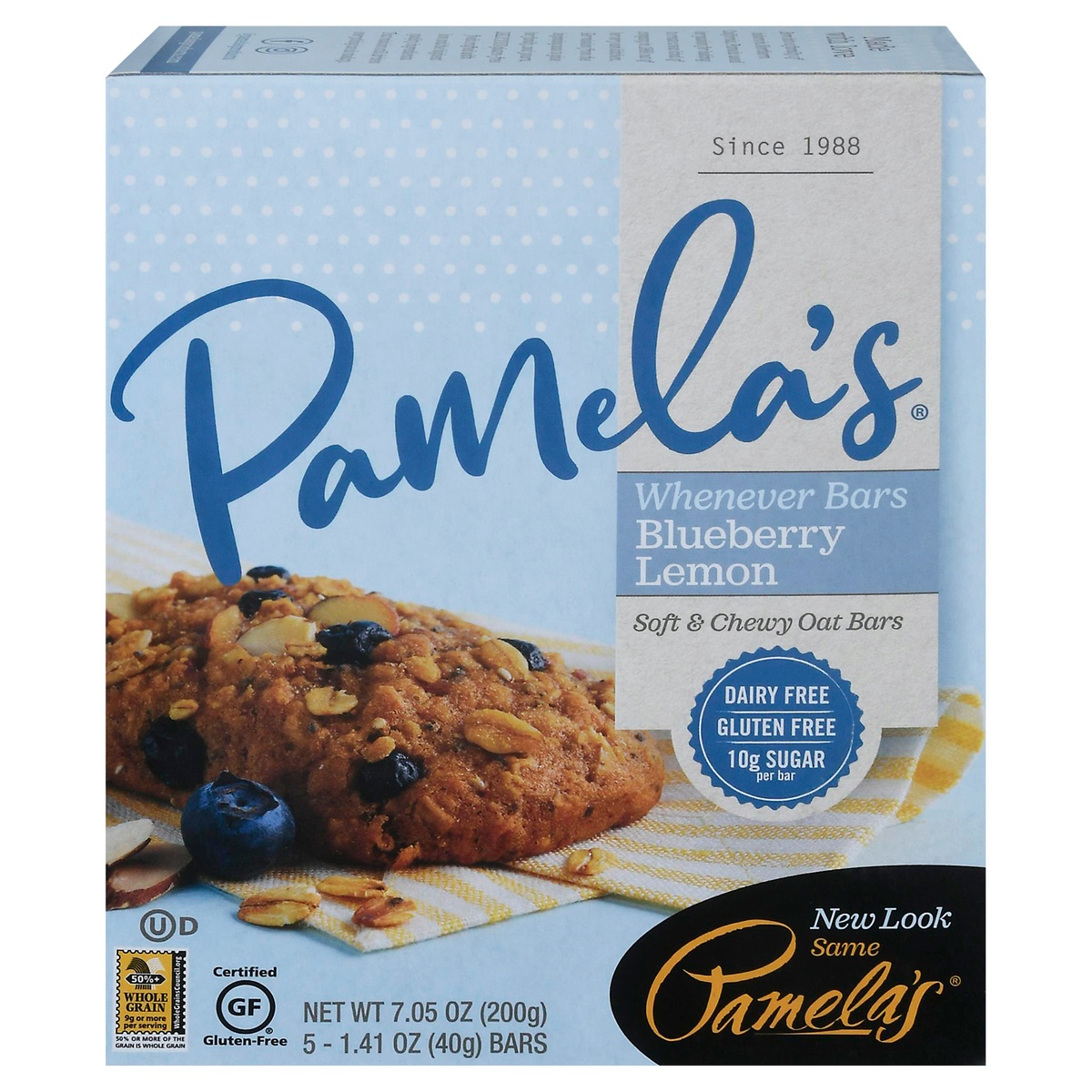 slide 1 of 1, Pamela's Oat Blueberry Lemon Whenever bars, 7.05 oz