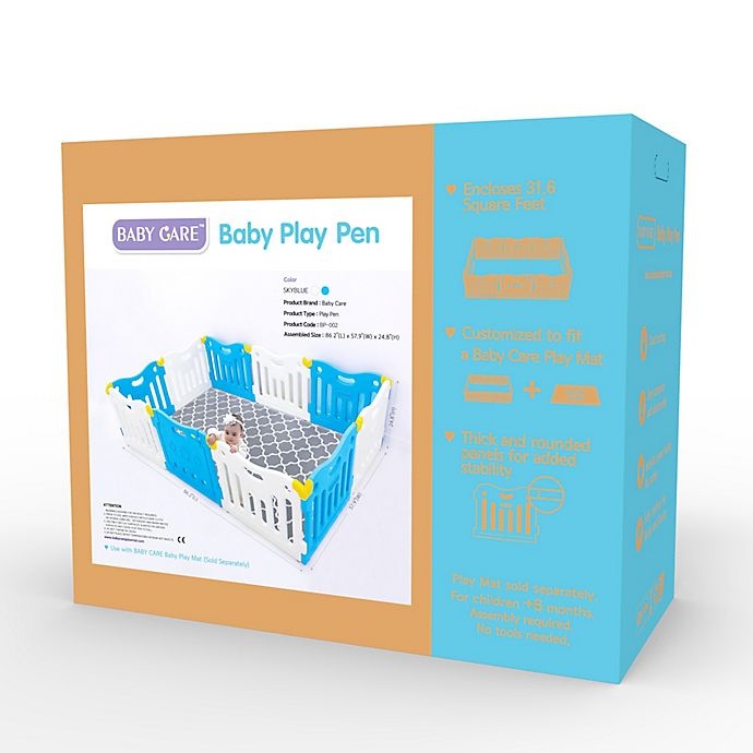slide 8 of 8, BABY CARE Funzone Baby Playpen - Sky Blue, 1 ct