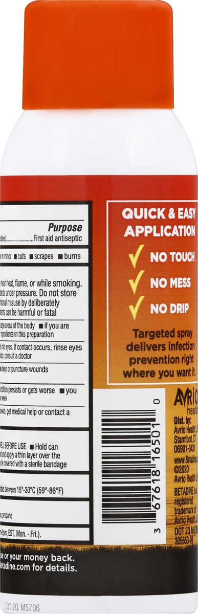 slide 7 of 9, Betadine Antiseptic Dry Powder First Aid Spray, Povidone-iodine 5%, Infection Protection, Kills Germs In Minor Cuts Scrapes And Burns, No Mess, No Drip, No Sting Promise, No Alcohol, 2 FL OZ, 2 oz