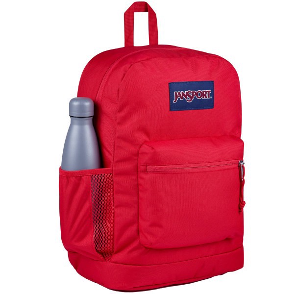 slide 8 of 8, Jansport Cross Town Plus Backpack With 15"" Laptop Pocket, 35% Recycled, Red Tape, 1 ct