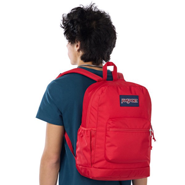 slide 4 of 8, Jansport Cross Town Plus Backpack With 15"" Laptop Pocket, 35% Recycled, Red Tape, 1 ct