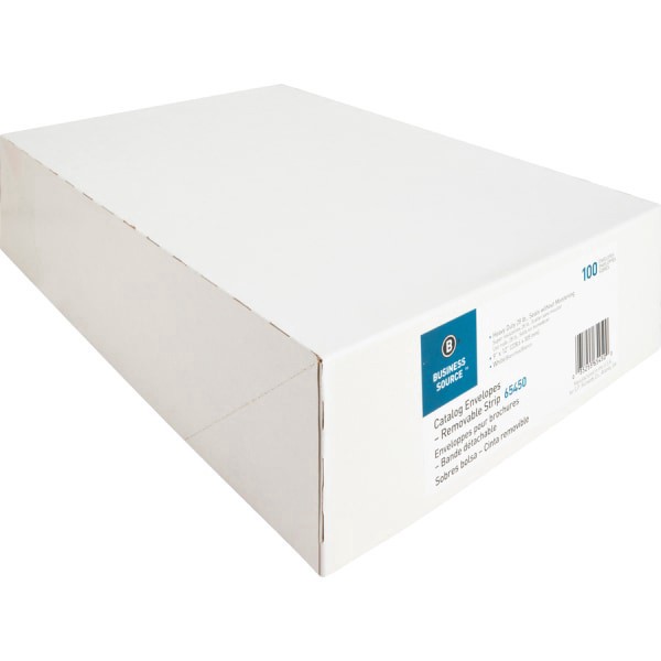 slide 2 of 7, Business Source Self Sealing Catalog Envelope - Catalog - 9"" Width x 12"" Length - 28 lb - Peel & Seal - White - Wove - 100 / Box, 100 ct