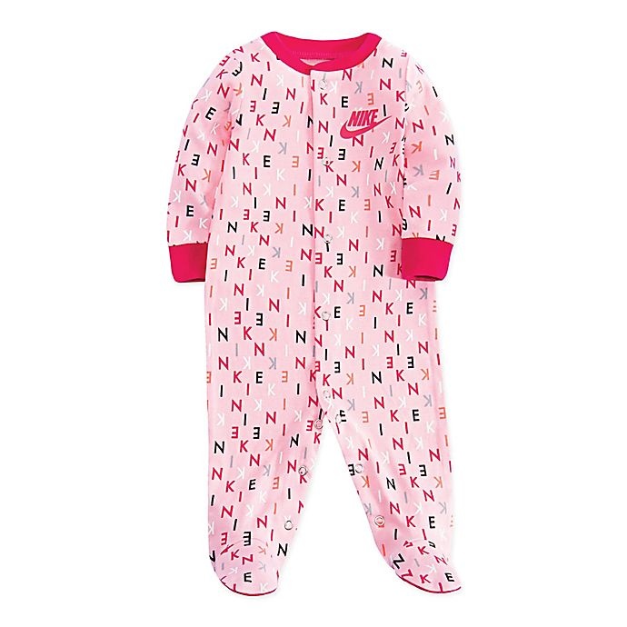 slide 1 of 2, Nike Newborn Printed Footed Coverall - Pink, 1 ct