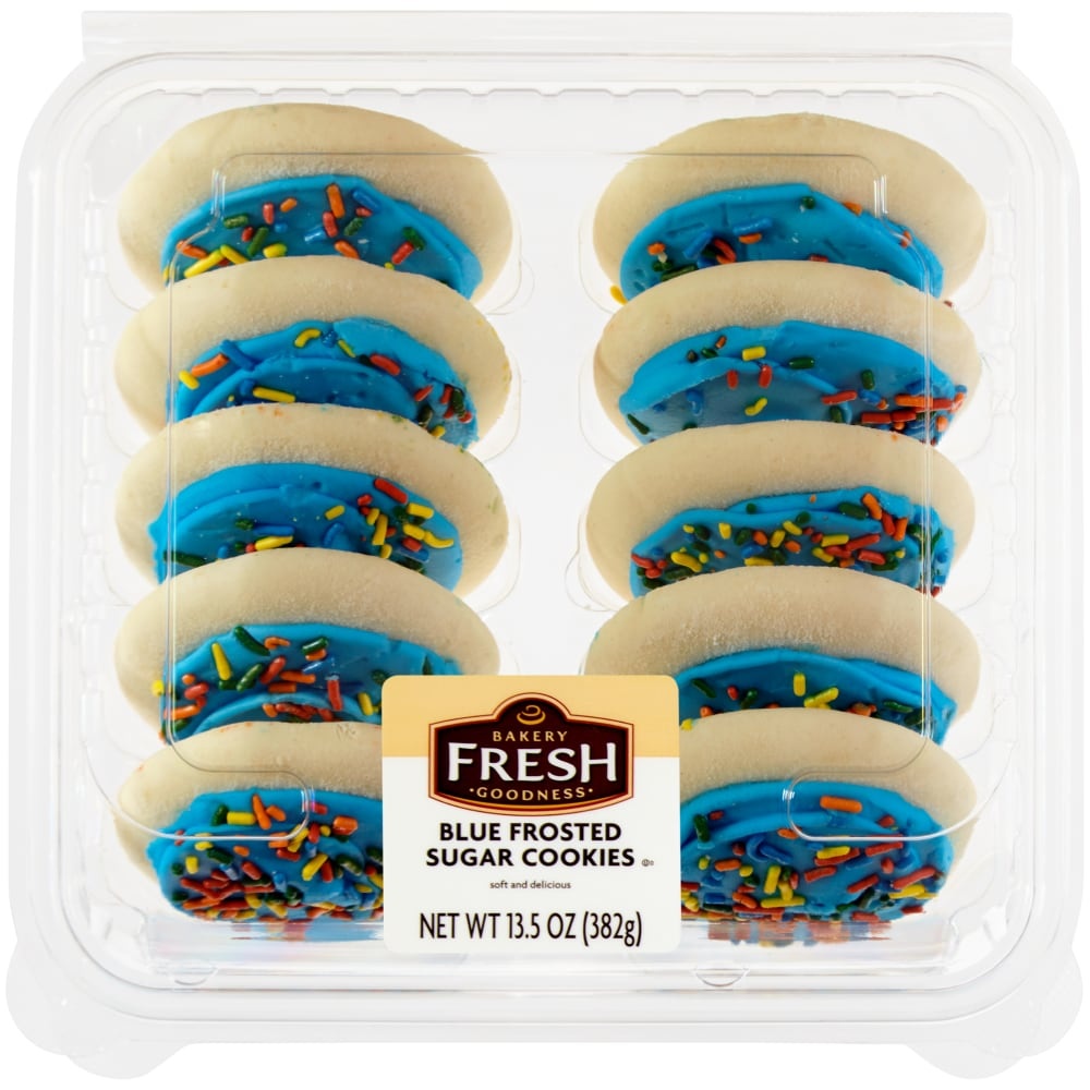 slide 1 of 1, Bakery Fresh Goodness Blue Frosted Sugar Cookies, 10 ct