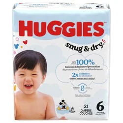 Huggies Snug & Dry Baby Diapers, Size 6 (35+ lbs), 21 Ct