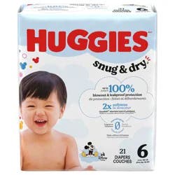 Huggies Snug & Dry Baby Diapers, Size 6 (35+ lbs), 21 Ct