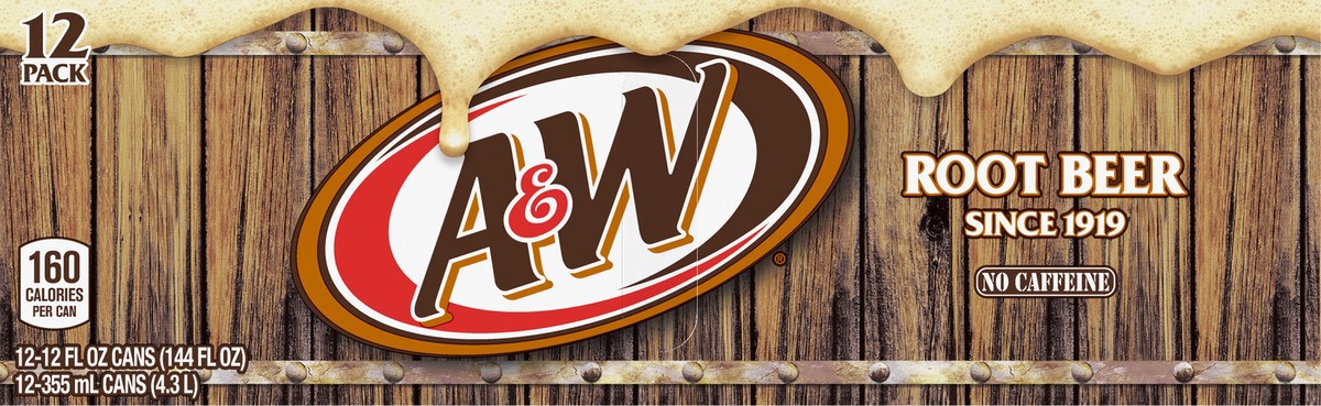 slide 4 of 7, A&W 12 Pack No Caffeine Soda 12-12 fl oz Cans, 12 ct; 12 fl oz