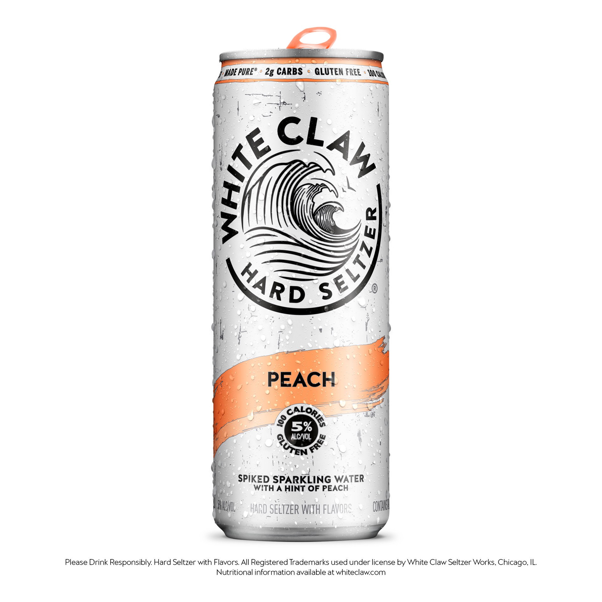slide 8 of 10, White Claw Hard Seltzer Peach, 12 Pack, 12 fl oz Cans, 5% ABV, 12 ct; 12 oz