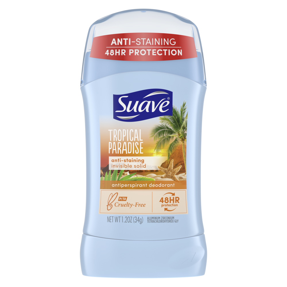 slide 1 of 1, Suave Invisible Solid Tropical Paradise Antiperspirant Deodorant, 1.2 oz