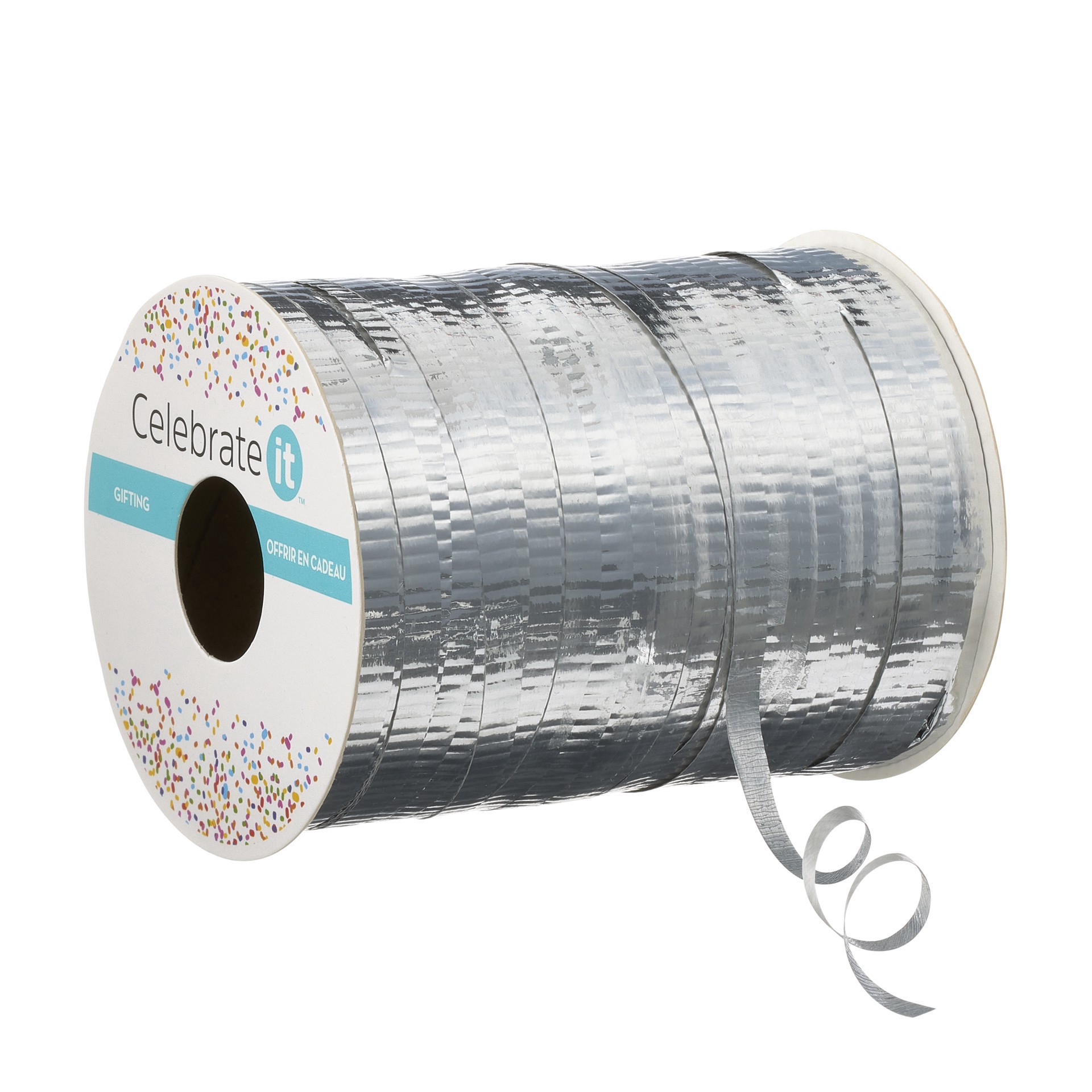 slide 3 of 4, 100yd. Silver Crimped Curling Ribbon By Celebrate It, 3/16 in x 100 yd