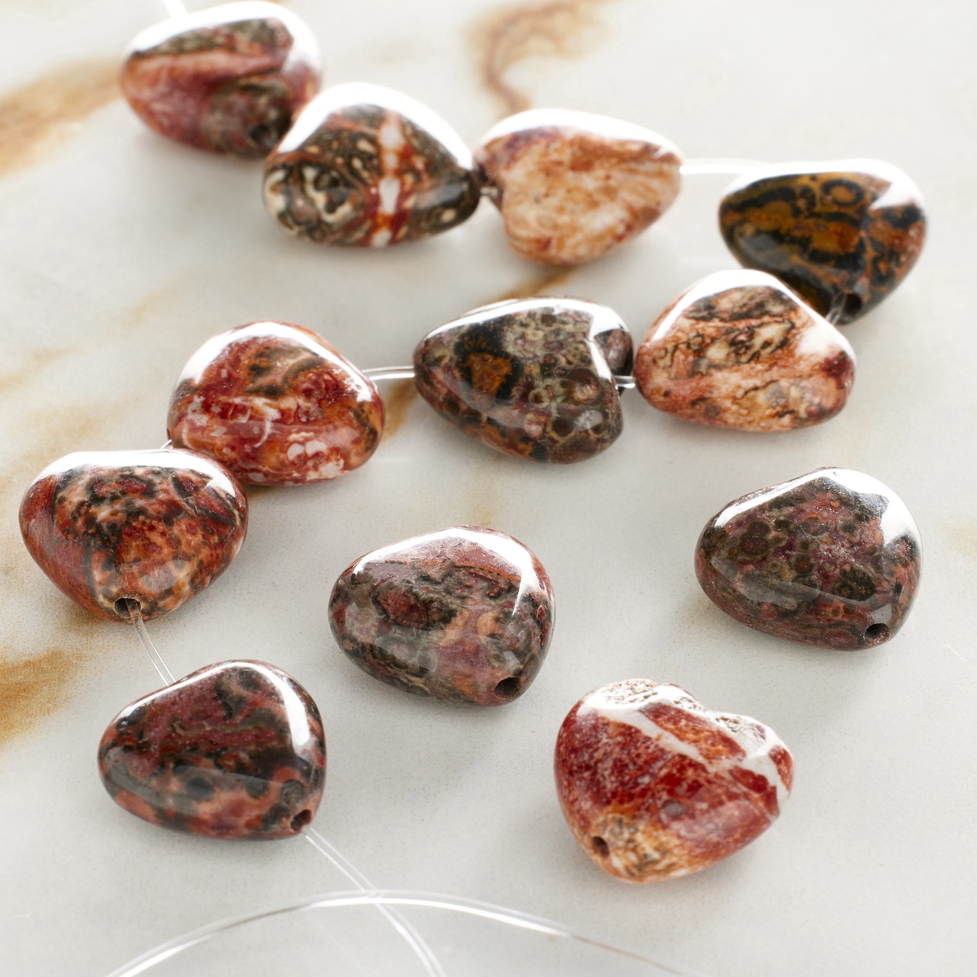 slide 2 of 3, Leopard Jasper Heart Beads By Bead Landing, 12mm, 12mm