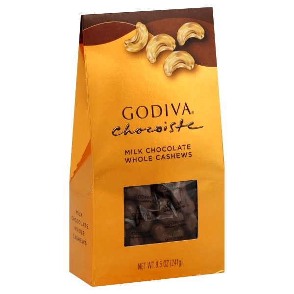 slide 1 of 1, Godiva Milk Chocolate Cashews, 8.5 oz