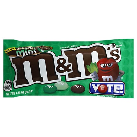 slide 1 of 1, M&M's Crunchy Mint Singles Vote Winner, 1.35 oz