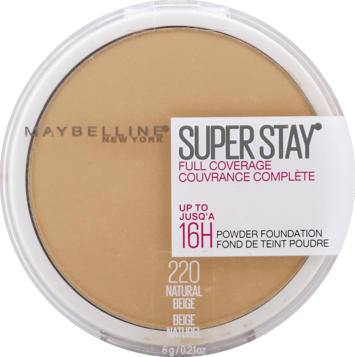 slide 5 of 6, Super Stay Full Coverage Pressed Powder Foundation - 220 Natural Beige - 0.21oz, 0.21 fl oz