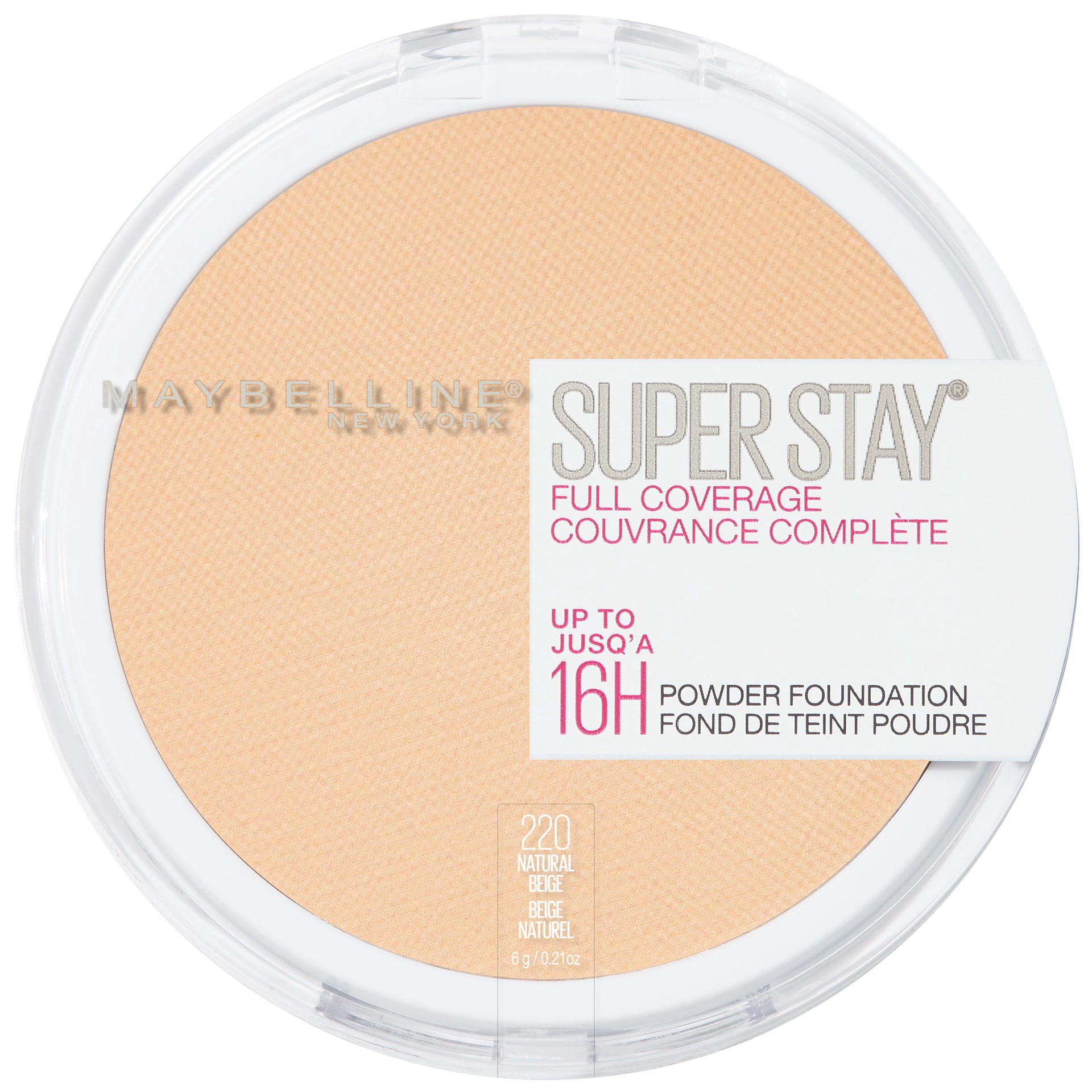 slide 1 of 6, Super Stay Full Coverage Pressed Powder Foundation - 220 Natural Beige - 0.21oz, 0.21 fl oz