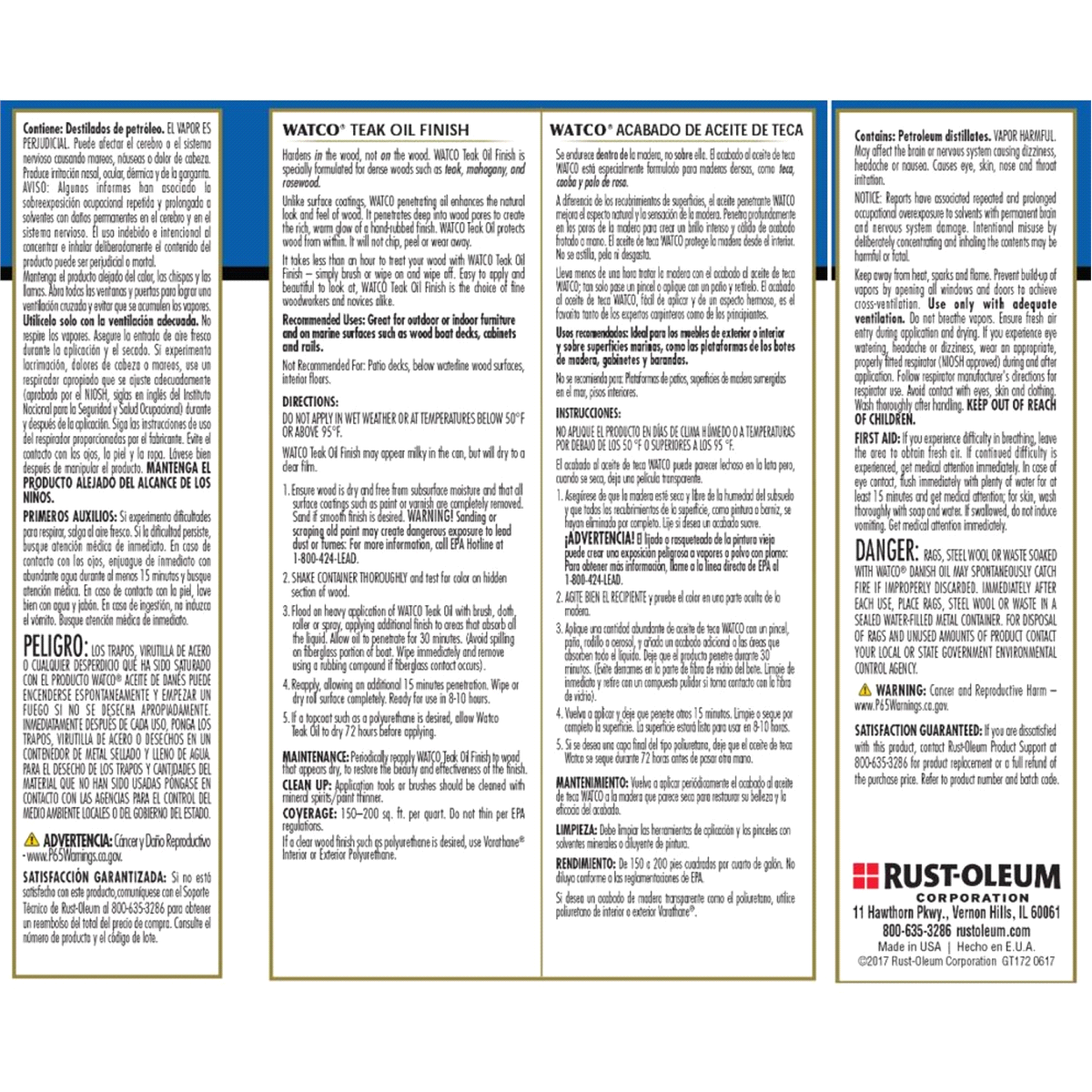 slide 4 of 5, Rustoleum Watco Teak Oil Finish - A67141, Quart, 1 qt