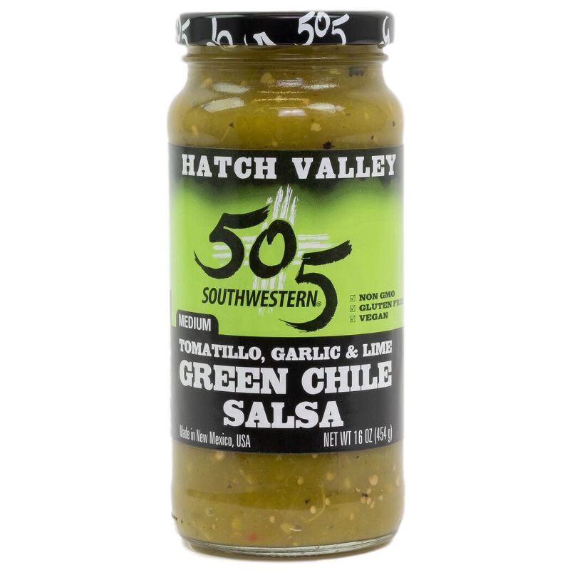 slide 1 of 9, Hatch Valley Green Chile Tomatillo Garlic & Lime Salsa 16 oz, 16 oz