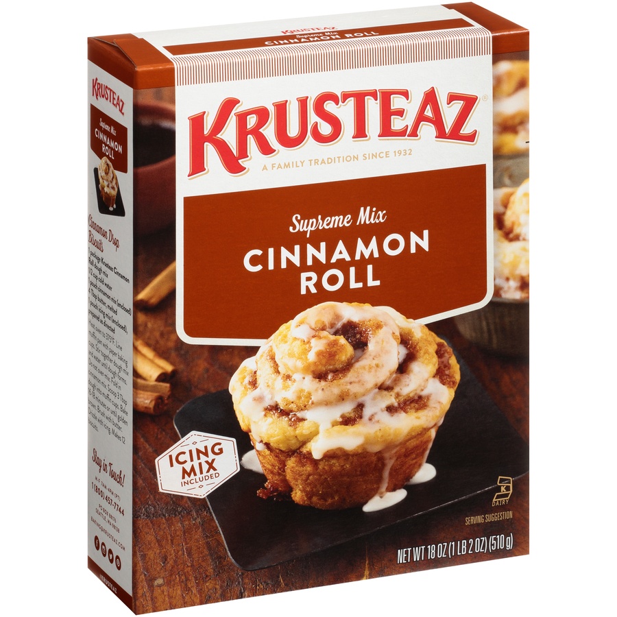 slide 2 of 8, Krusteaz Cinnamon Roll Supreme Mix, 18 oz
