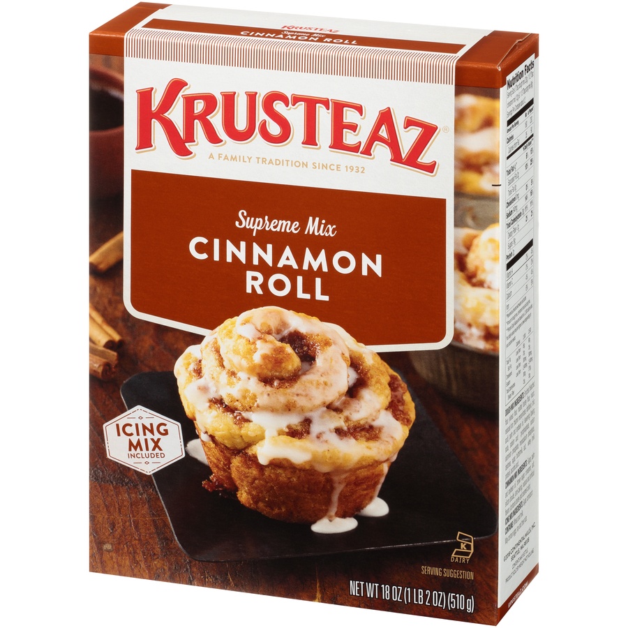 slide 3 of 8, Krusteaz Cinnamon Roll Supreme Mix, 18 oz