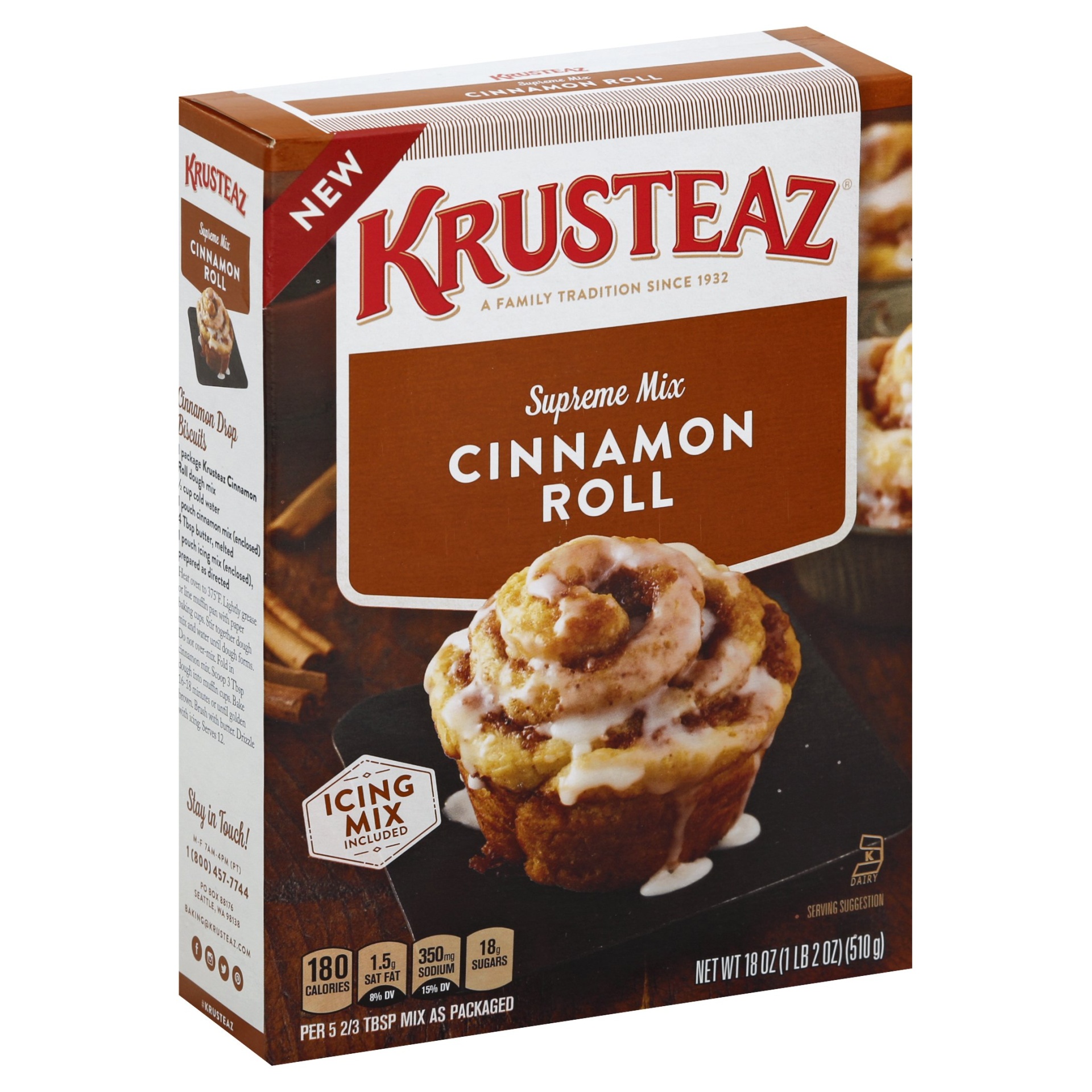 slide 1 of 8, Krusteaz Cinnamon Roll Supreme Mix, 18 oz