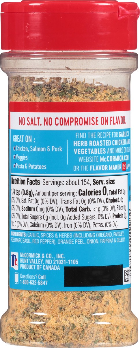 slide 2 of 10, McCormick Salt Free Garlic and Herb Seasoning, 4.37 oz, 4.37 oz