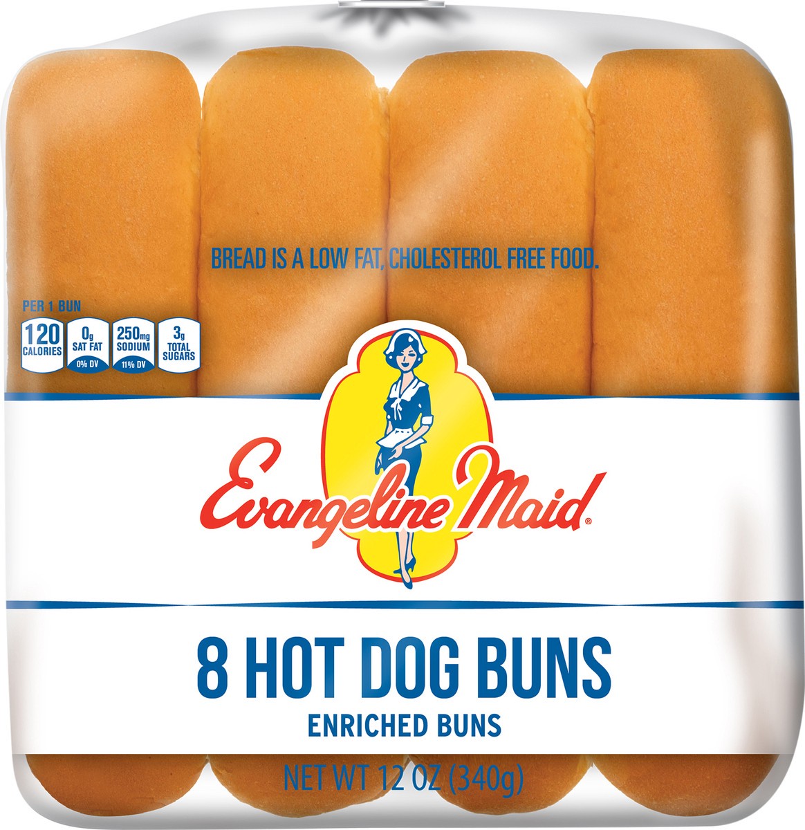 slide 3 of 11, Evangeline Maid Enriched Hot Dog Buns 8 ea, 8 ct