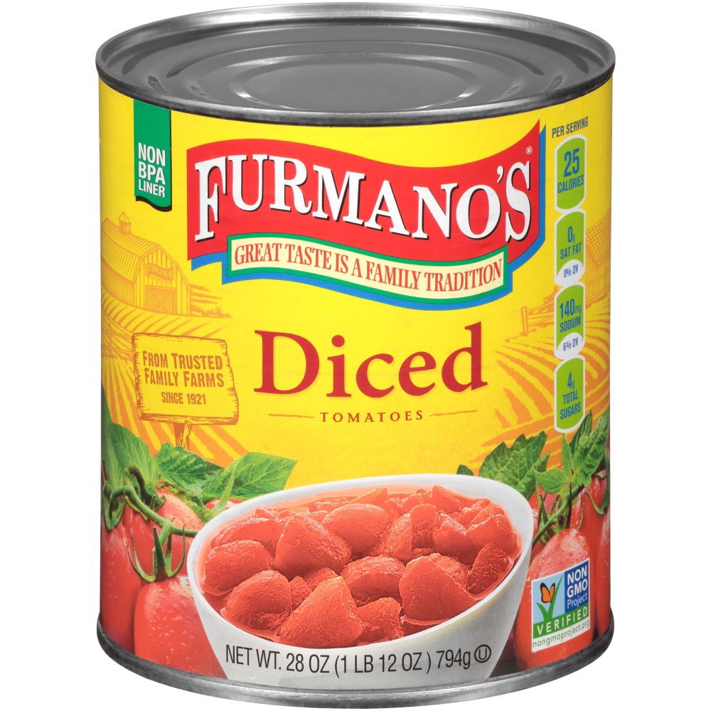 slide 1 of 6, Furmano's Furmanos Tomato Diced, 28 oz