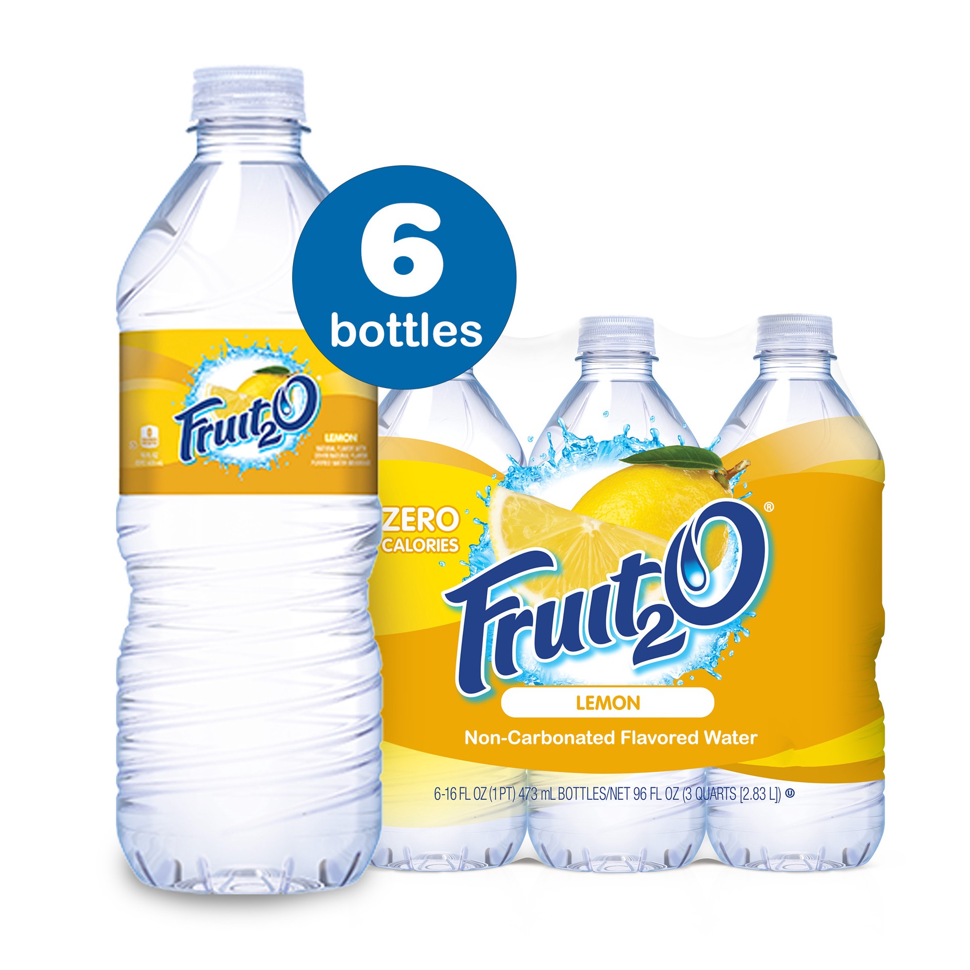 slide 1 of 9, Fruit2O Lemon Purified Water Beverage 6 ea, 6 ct