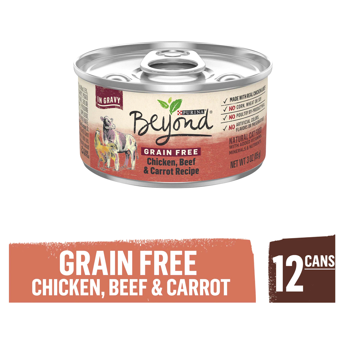 slide 1 of 1, Beyond Grain Free Chicken, Beef & Carrot Recipe in Gravy Cat Food, 3 oz